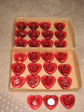 27pk red glass heart shaped votive holders picture