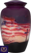 10 Inch Flag & Cross Cremation Urn Keepsake Memorial Urns Honor Your Loved One picture