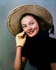 Gene Tierney Yellow Glove Straw Hat Lovely Portrait 8x10 Real Photo picture