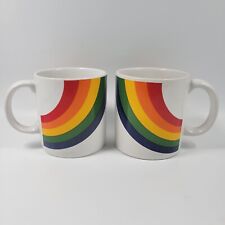 VTG FTD Rainbow 14 Oz Coffee Mug Cup Pair Lot Of 2 Stranger Things Iconic 80s picture