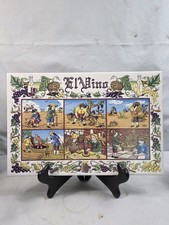 Vintage Hand Painted Spanish Majolica El Nino Tile Wine Production Process  158 picture