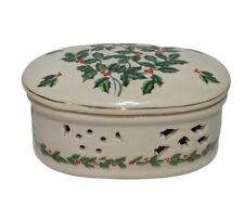 Vintage Christmas Holly Berry Potpourri Dish / Trinket Box  picture