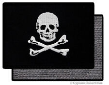 PIRATE FLAG PATCH JOLLY ROGER Skull Crossbones BLACK w/ VELCRO® Brand Fastener picture