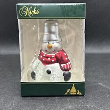Krebs Glass Christmas Ornament Snowman With Bucket Hat Ornament 3.5