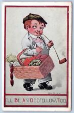 1911 I'LL BE AN ODDFELLOW TOO SMOKING PIPE MESSAGE MARY HAS THE MEASLES POSTCARD picture