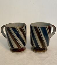 Vintage Speckled Stoneware Pedestal Coffee Mugs 1970s Otagiri Style Set Of 2 picture