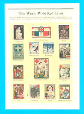 1918 RED CROSS STAMPS from WWI The Great War art print picture