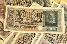 50 REICHSMARK NAZI GERMANY CURRENCY GERMAN BANKNOTE NOTE MONEY BILL SWASTIKA WW2 picture