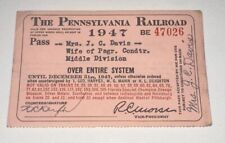 1947 Pennsylvania Railroad Ticket Stub Entire System Pass Badge Signed Autograph picture