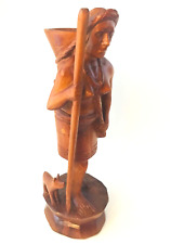 Handcarved Statue Woman Gathering With Dog Monumental Carved Wood Sculpture picture