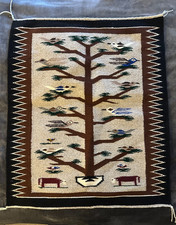Vintage Navajo (Dine) Yei Weaving/Textile 'Tree of Life' Pattern  29" x 24" DS30 picture