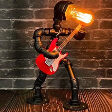 Steampunk Pipe Man Lamps Retro Guitars Metal Pipe Industrial Robot Lights picture