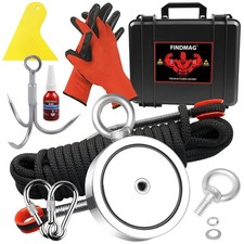 2625 lbs Double Sided Magnet Fishing Kit with Rope 4.57 Inch picture