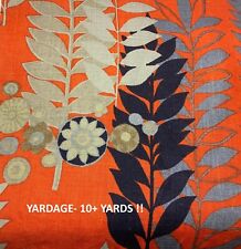Vtg Mid-Century Modern Abstract Botanical Print Linen Barkcloth Fabric 10+ Yards picture