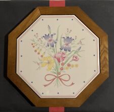 Sarma Studios: Victorian Flowers [Ceramic TRIVET; + Wood; Japan; HTF OOP] picture