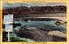 Vintage 1949 Bad Water 279' Below Sea Level Death Valley California CA Postcard  picture