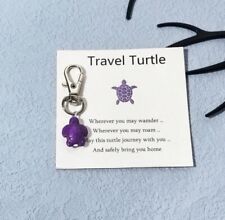 Travel Turtle Purple Keyring Charm Keychain Bag Card Keepsake Gift Car Keys New picture