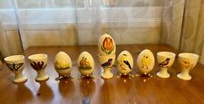 Vintage Goebel Assorted Eggs And Porcelain And Metal Stands. Good Condition picture
