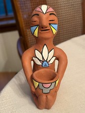 Vintage New Mexico Pottery Tesuque Pueblo Rain God Clay Figure - 5 1/4" tall picture
