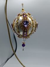 Vintage-style Purple Ribbon PushPin Beads Satin Ball Ornament Pretty picture