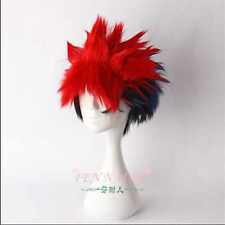 Red gradual change blue black men Dazzling hairstyle cosplay wig Rose picture