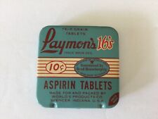 Vintage Empty Laymon's 16's Aspirin Tablets Medicine Tin Spencer Indiana picture