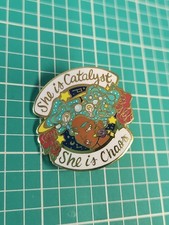 She Is Catalyst She Is Chaos By Teal Teacup Gold Tone Lapel Pin picture