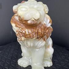 Natural Afghan Jade Agate Carved Polished Sitting Lion Simba Mineral Reiki 1659G picture