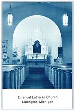 1984 Emanuel Lutheran Church Interior Ludington Michigan MI Vintage Postcard picture