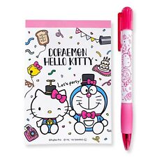 Sanrio Japan Doraemon x Hello Kitty Note Memo Pad Pen Set Licensed NEW picture