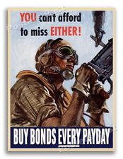 “You Can’t Afford To Miss Either” 1944 Vintage Style WW2 War Poster - 18x24 picture