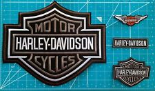 Harley Davidson Large Embroidered Iron On Patches - 4 Gray Authentic Designs picture
