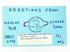 Vintage QSL Card Ham CB Amateur Radio KAEJ 2198 Bob Sara Sacramento CA US 4648 picture