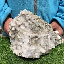 6.45 LB Natural White Calcite Quartz Crystal Cluster Mineral Specimen picture