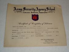 Army Security Agency School Carlisle Barracks Cryptography 1950 ASA Certificate picture