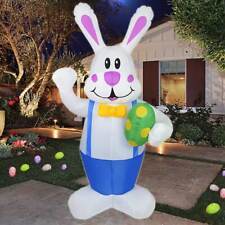 6FT Easter Inflatable Bunny W/Egg Easter Inflatable Decor Outdoor Lights Blow Up picture