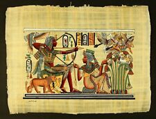 Rare Authentic Hand Painted Ancient Egyptian Papyrus -King Tut & Queen Hunting picture