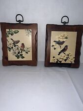 Vintage Bird On Wood Pair Of Pictures picture