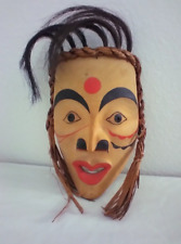 Rare NW Coast Tribal Salish Tree Weed Braised Hair Woman Wood Mask Signed B.C picture