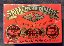 Old Empty Herbal Medicine Tin Rival Herb Tablets Montreal Detroit Herbal Remedy picture