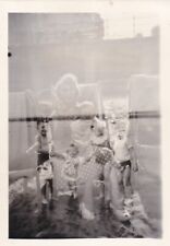 Vintage Double Exposure Photograph Children Lady On Deckchair Strange Vernacular picture