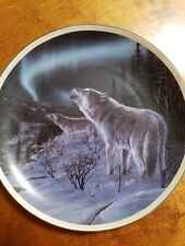  Bradford Northern Light Collection Wolf Plate - Echoes Along the River of Light picture