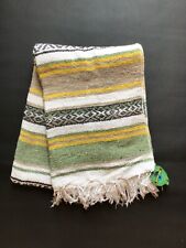 Authentic Mexican Blankets LARGE 5'x7' - Green - Yoga - Beach - Picnic - Throw picture