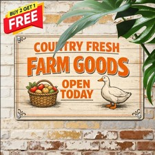 Free Range Farm Fresh Eggs Rooster Retro Metal Tin Sign Farmhouse 8x12 In picture