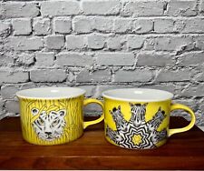 Franci Villa Vanilla Palm Beach Tiger & Zebra Mugs Soup Coffee Yellow Vintage picture