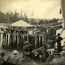D4 Found Photograph 1900-10's Boat Docking Pier West Virginia Early WV picture