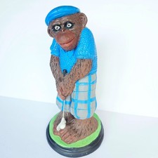 Vintage 1995 PCI Golfing Monkey Chimpanzee Figurine Blue Sweater Kitsch Decor picture
