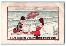 Walter Wellman Signed Postcard Couple Beach I Am Hiding Something Form You picture