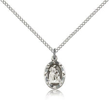 Small St Ann Medal Petite Women Girls Sterling Silver Necklace 18 Chain picture
