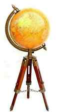 Halloween Globe World Tripod Map Stand Wooden Table Antique Decor Vintage Atlas picture